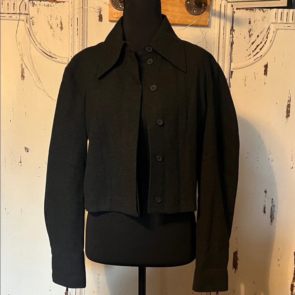 Zara Dark Charcoal Buttoned Blazer
